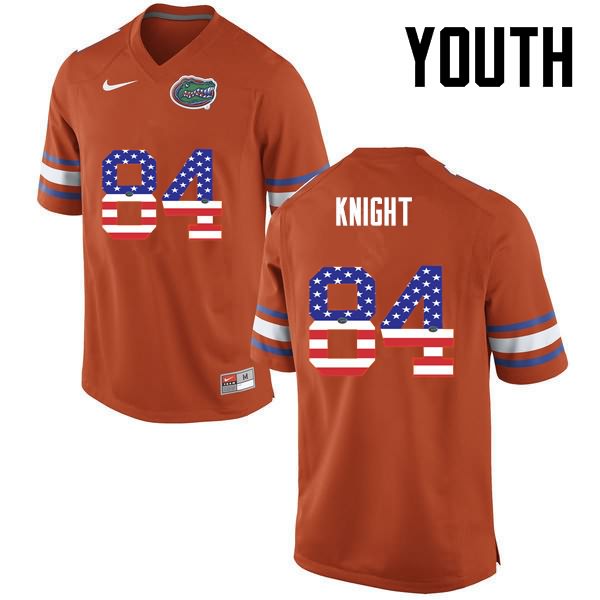 NCAA Florida Gators Camrin Knight Youth #84 USA Flag Fashion Nike Orange Stitched Authentic College Football Jersey CDT1464CP